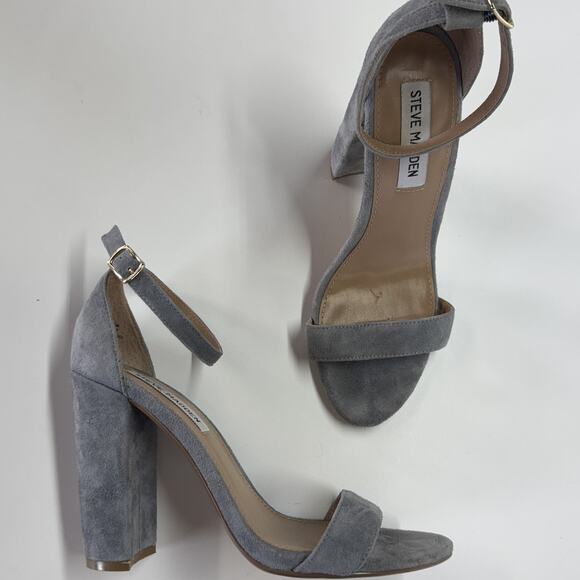 Steve Madden Shoes Womens Size 7.5M Blue Carrson Suede Block Heel Sandal Dressy‎ - Picture 2 of 11